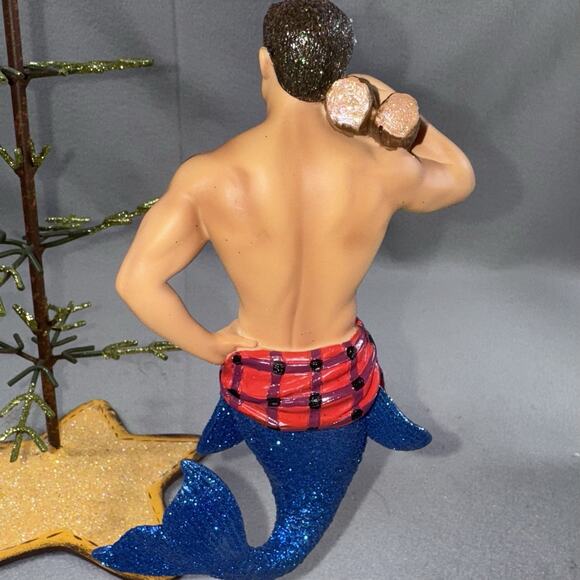 December Diamonds Lumber Jack Merman Ornament 2016 Blue Tail Retired - Picture 4 of 16